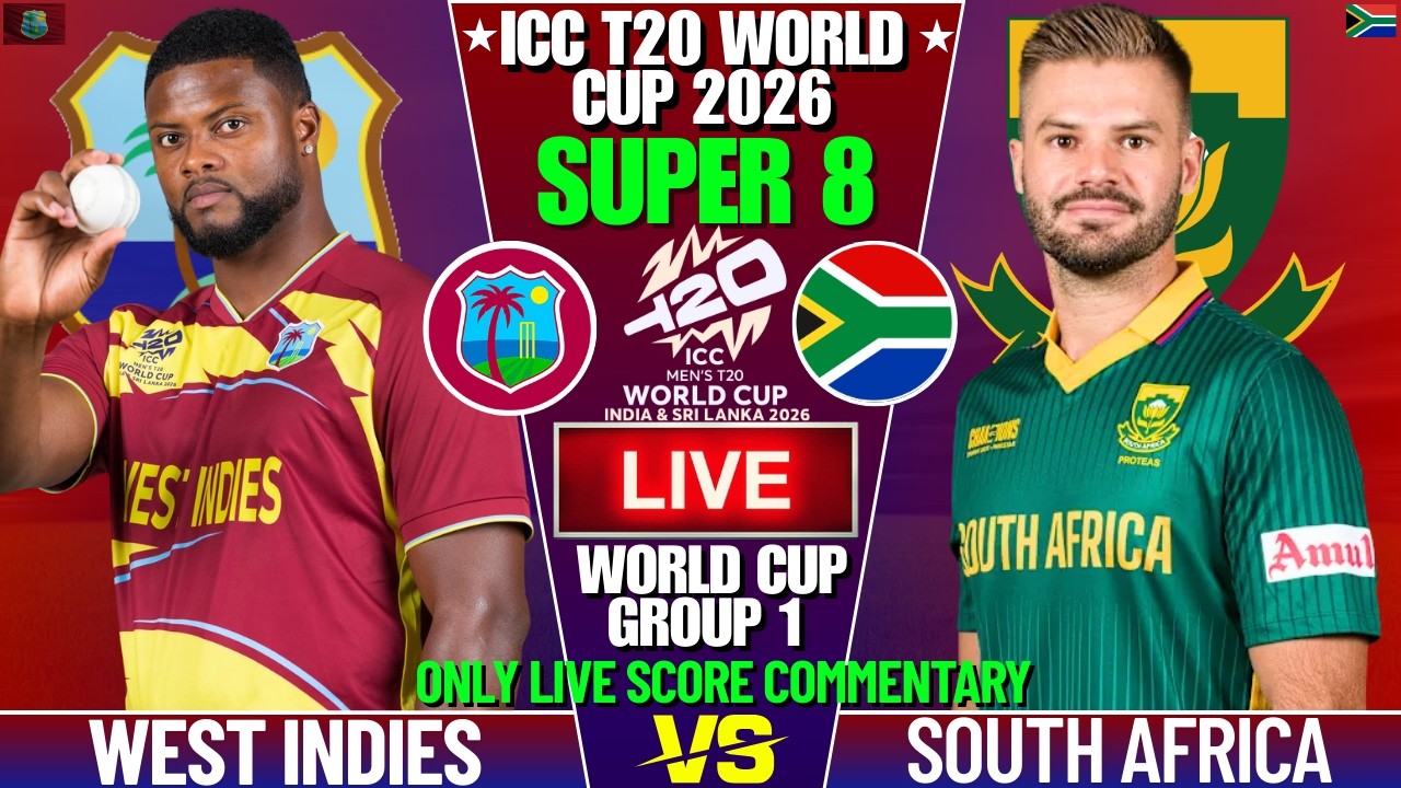 WEST INDIES VS SOUTH AFRICA WORLD CUP LIVE MATCH SCORE | T20 WORLD CUP SUPER 8 | WI VS SA