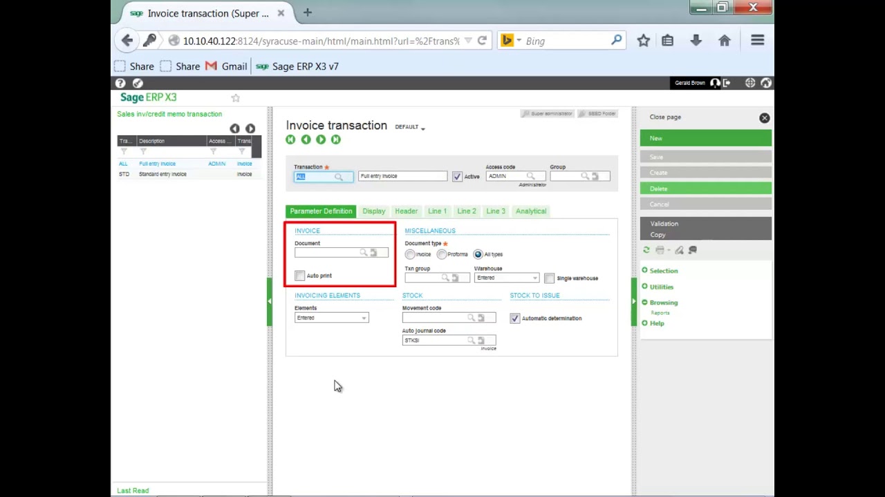 Sage X3 - Working with Entry Transactions