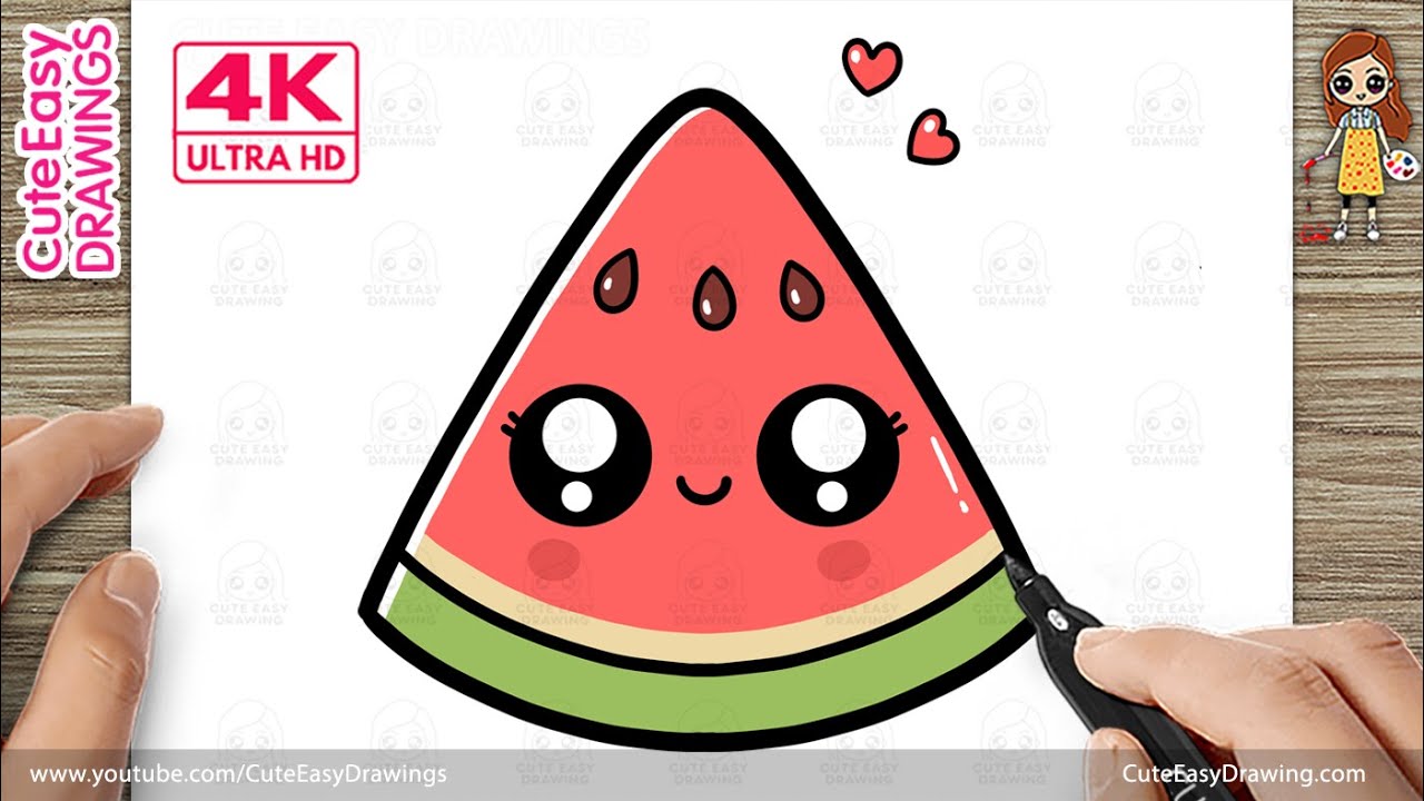 How to Draw a Cute Watermelon Slice | Easy Step by step for Kids and Toddlers!
