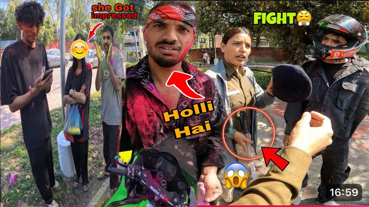 Police wali madam se Huyi Ladai😡:: she Got Angry 😤 Chandigarh Holi spaical with @RajaDc77 