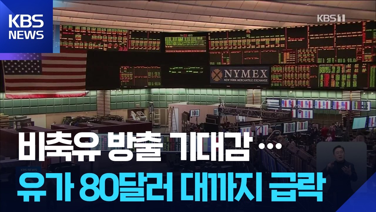 G7 비축유 방출·러시아 제재 완화 기대에…유가 80달러 대까지 급락 / KBS  2026.03.10.