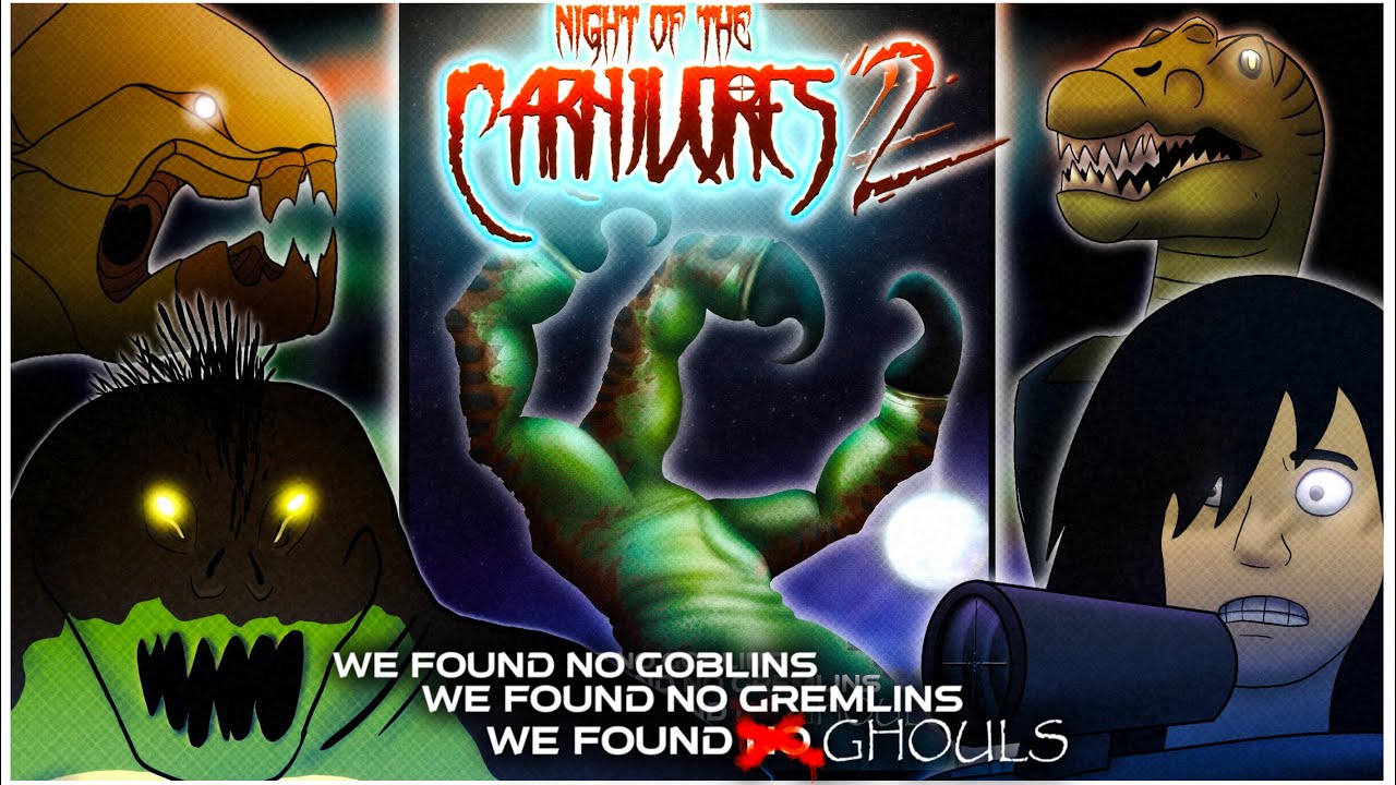 NIGHT OF THE CARNIVORES 2.Carnivores month of horror ghoul animation. Carnivores dinosaur hunter.