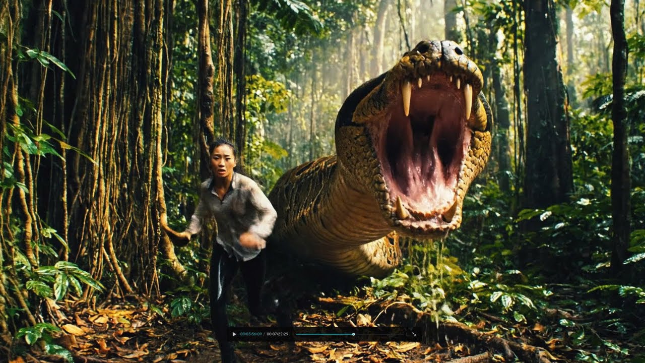 A Girl Alone Surviving In The Forest -The Fury of the Giant Python on the Wild Island