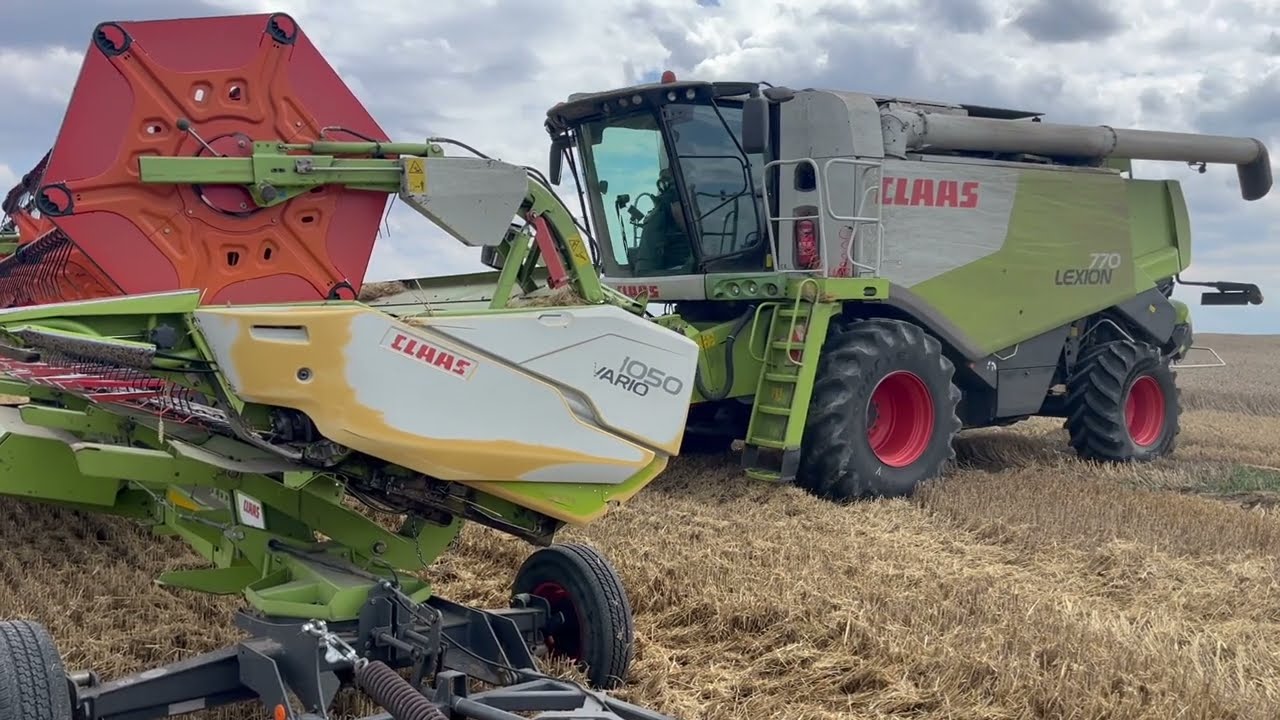 VELKÝ KOMBAJN Claas (nejen pro Děti) | Nasazení lišty, Sečení obilí