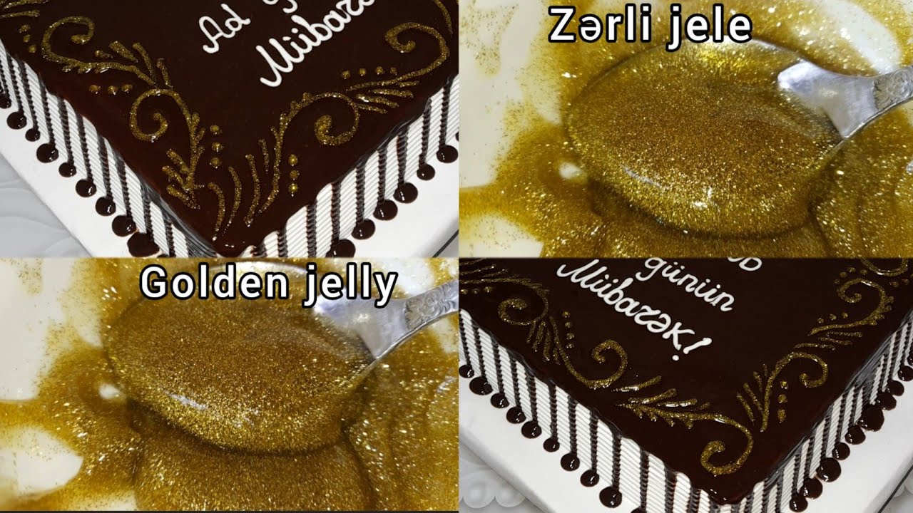 📢Golden jelly🍯Zərli jelenin hazırlanması Tortlara naxışlar çəkmək üçün jelenin hazırlanması