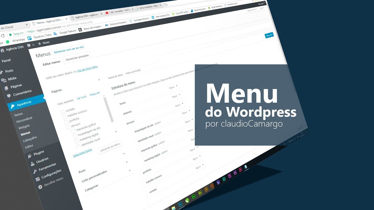 Como criar e configurar o menu e submenu do Wordpress
