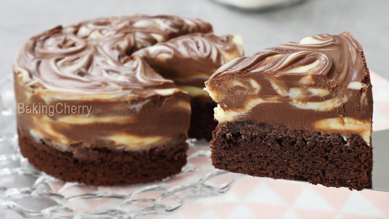 Chocolate cake with a creamy marbled cheesecake layer!