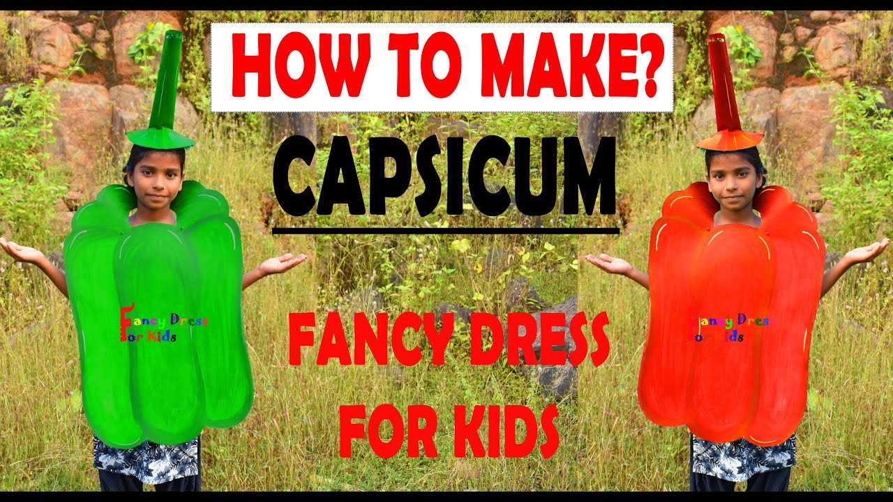 Capsicum fancy dress costume /How to make/SHIMLA MIRCHI/healthy green vegetable/pepper/handmade/DIY