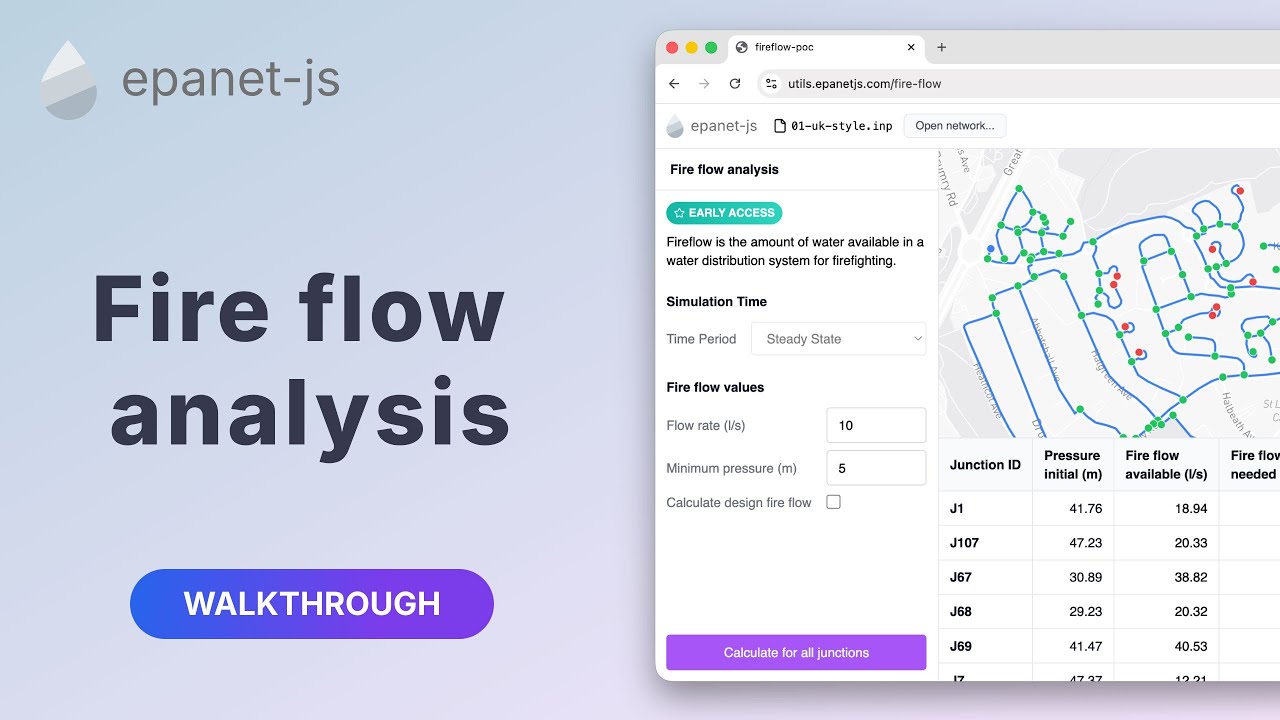 Fire flow analysis with EPANET