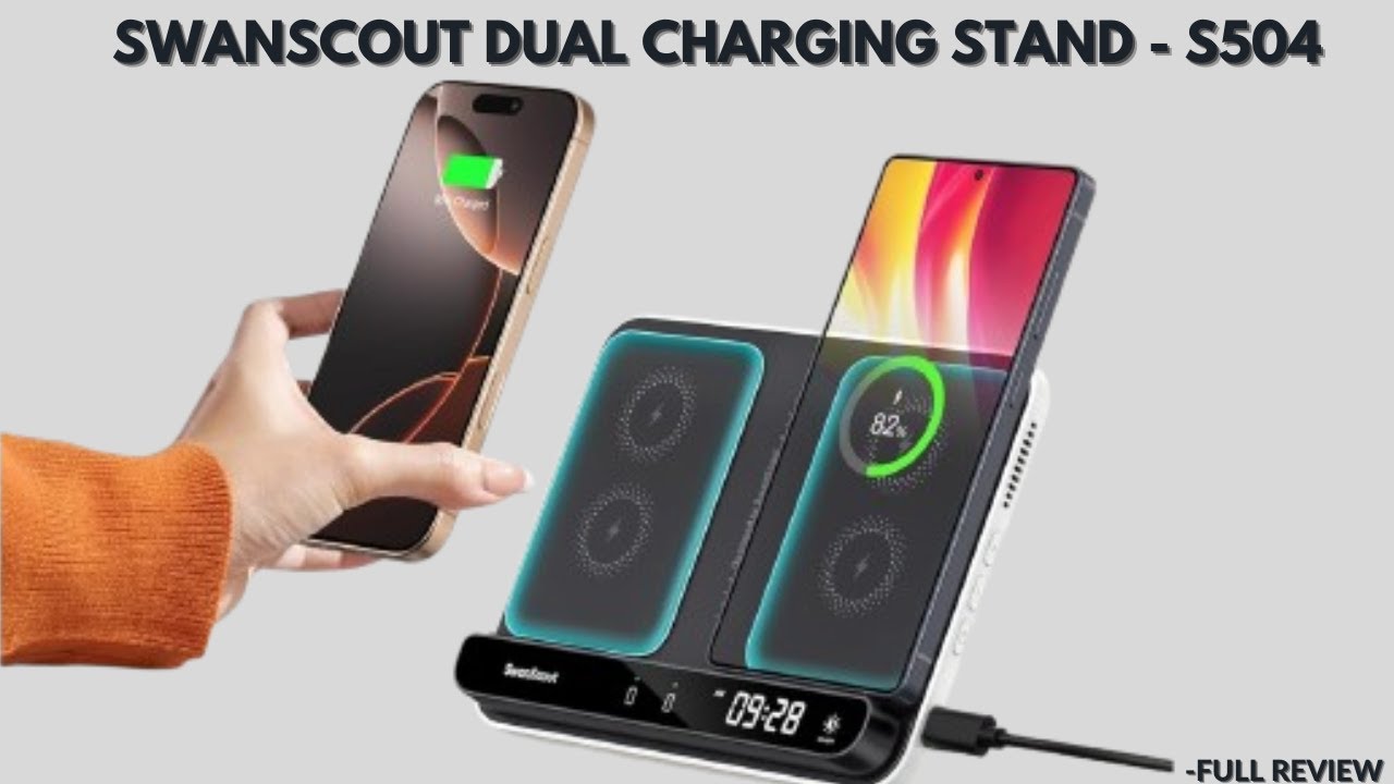 Power Up Your World: SwanScout 504 Dual Wireless Charging Station with Dimmable Clock