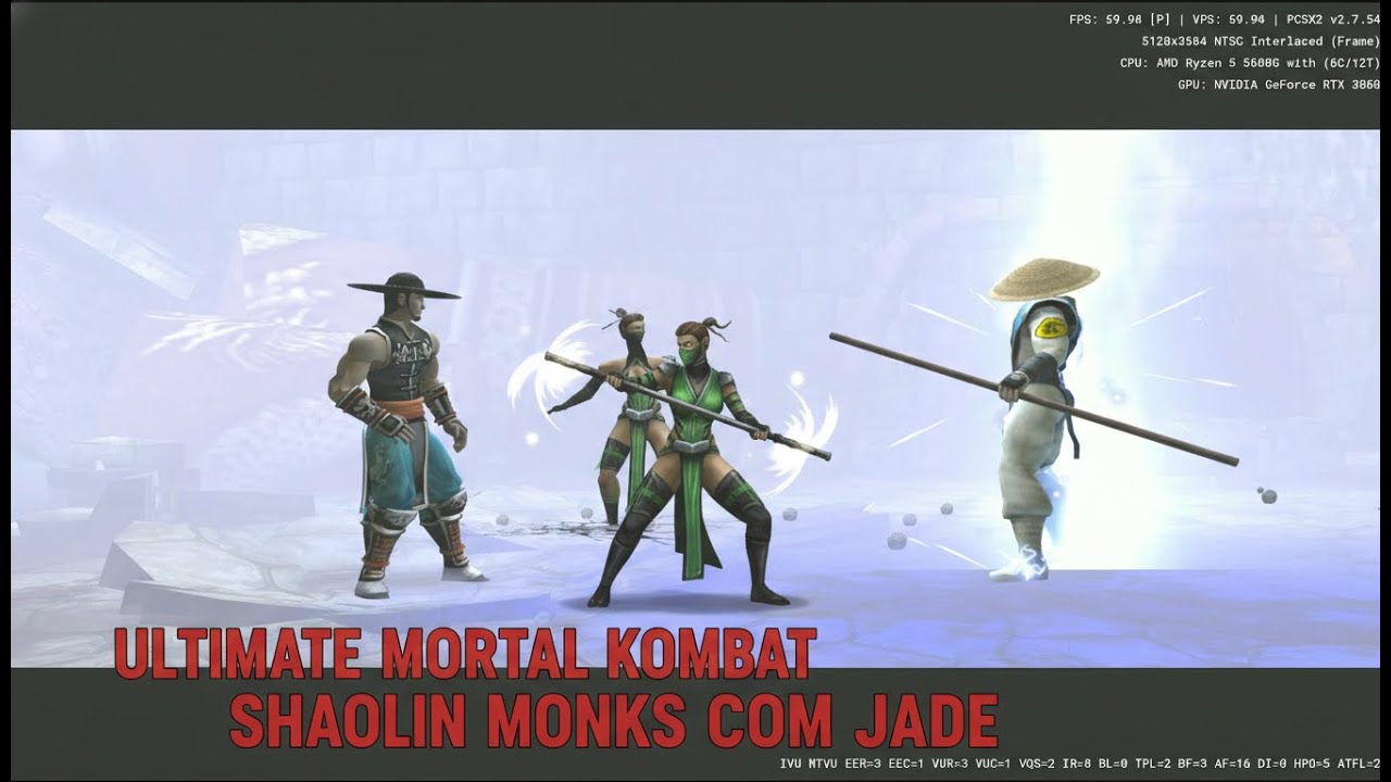 Mod V  2 Ultimate Mortal Kombat Shaolin Monks Com JADE ! Em 4K ps2 Emu