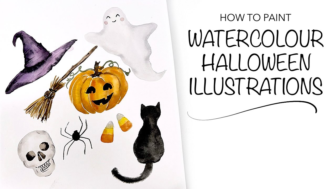 Easy Watercolour Halloween Illustrations