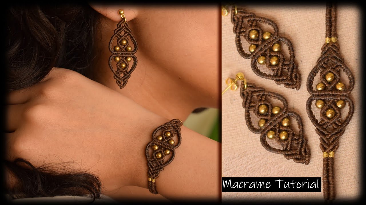 Macrame Tutorial | Macrame Jewelry Set | Macrame Earring and Bracelet With Beads | DIY and CRAFTS