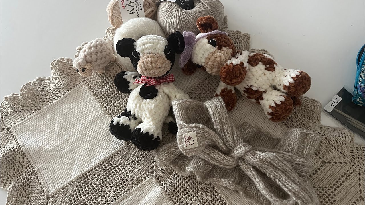 CREAZIONI TERMINATE : mucchine 🐄 e sciarpa vintage! #handmade 