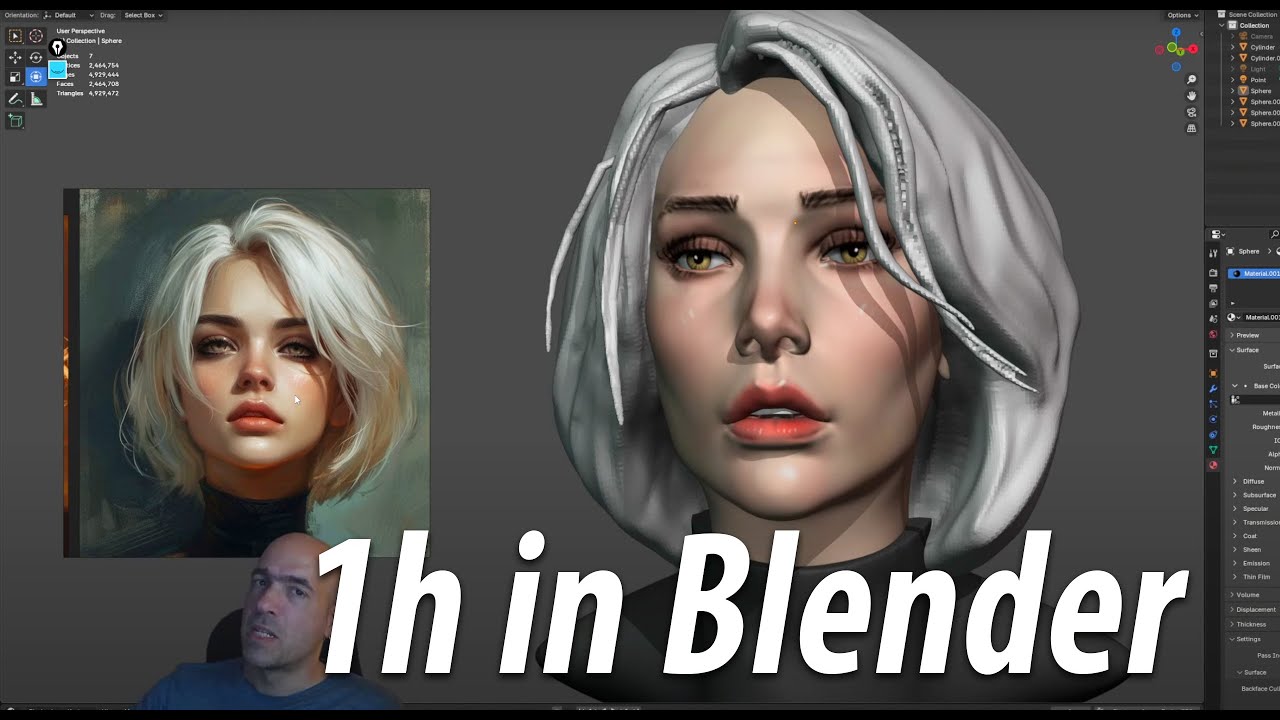 Trying to sculpt female head in Blender for 1 hour