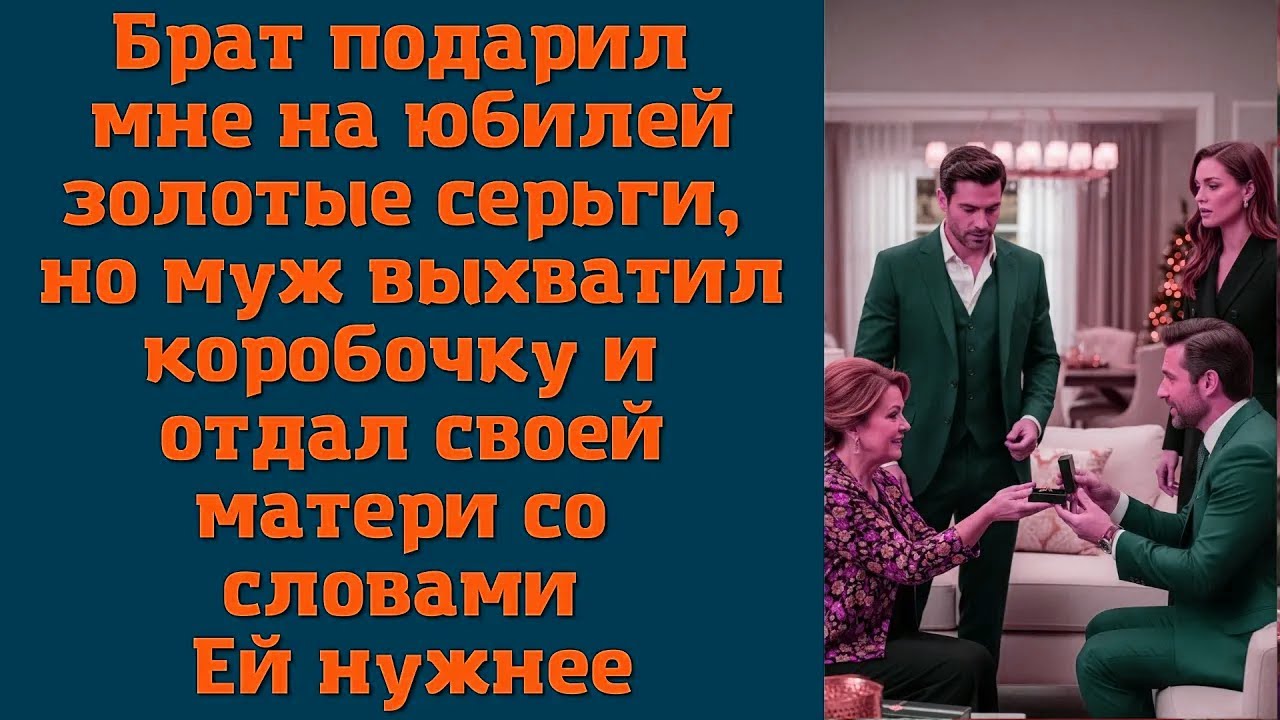 Брат подарил мне на юбилей золотые серьги, но муж выхватил коробочку и отдал своей матери со словами