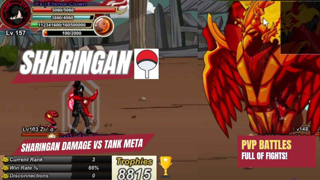 Shinobi Warfare PVP Day: Sharingan Damage VS Tank Meta! Go to Page 1 PVP! Full of Fights!