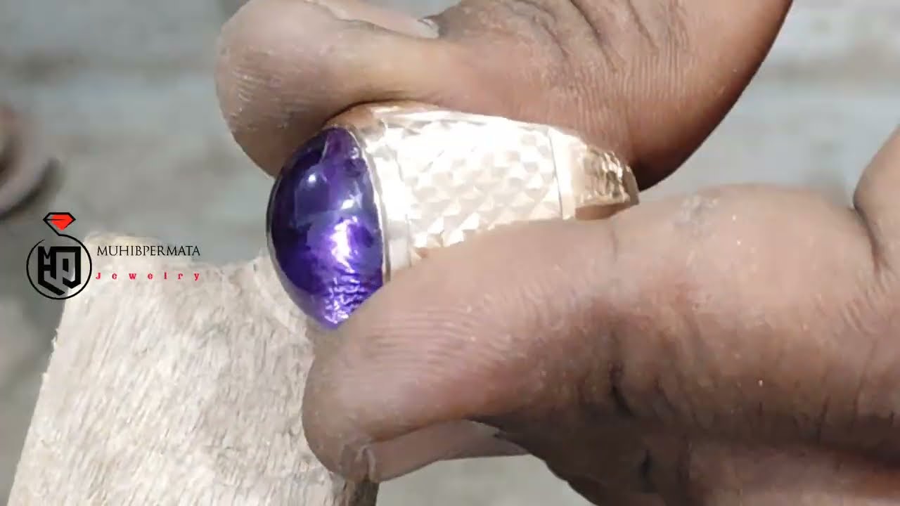 Membuat cincin suasa batu amethis