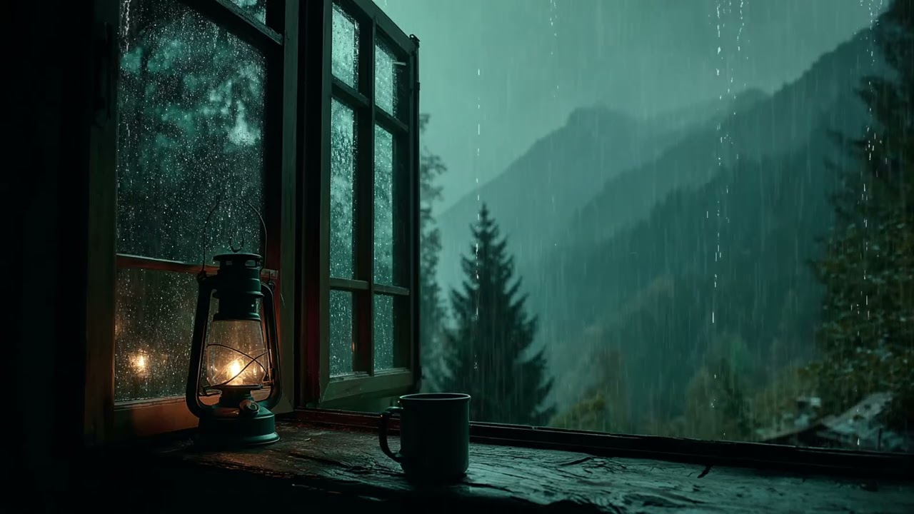 Midnight Rainstorm with Rolling Thunder ⚡ Cozy Bedroom Window Sounds to Calm Anxiety and Deep Sleep
