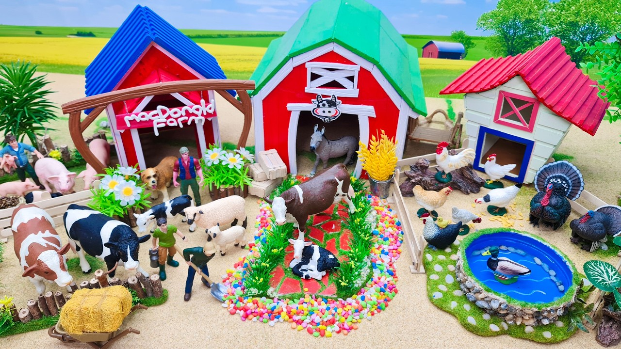 18 Minutes Satisfying with Build Cow Farm Diorama | Barn for Cows and Cattles | Miniature Farmyard