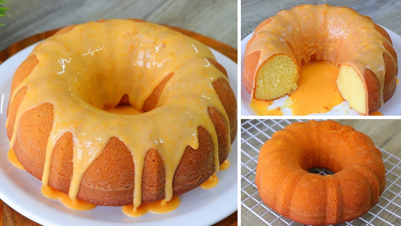 كيكة البرتقال الهشه☁ مع صوص لذيذ يحضر في ثواني عباره عن لذاذه وانتعاش وحيويه Orange Cake