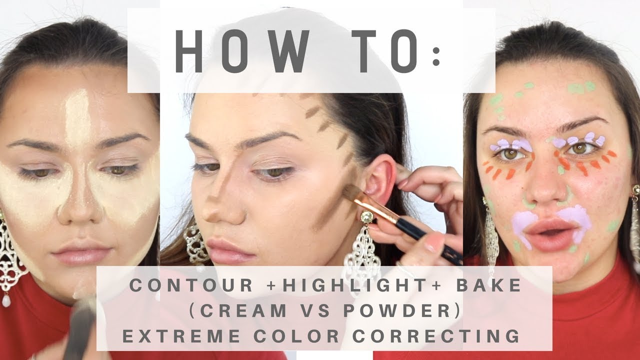 HOW TO: CONTOUR. + HIGHLIGHT + BAKE (CREAM VS POWDER)  FT. EXTREME COLOUR CORRECTING || SMJP MAKEUP