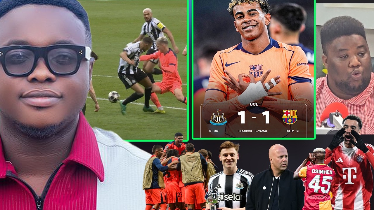 BARCELONA 1 NEWCASTLE 1, LAMINE PEN..LIVERPOOL 0 GALA 1, ATLETICO 5 SPURS 2, BAYERN..ANALYSIS