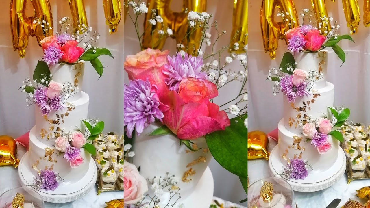 كيكة عيد ميلاد امي طريقة الحشو و التغليف و طريقة تثبيت كيك 3 طبقات بأسهل الادوات و اسرع الطرق