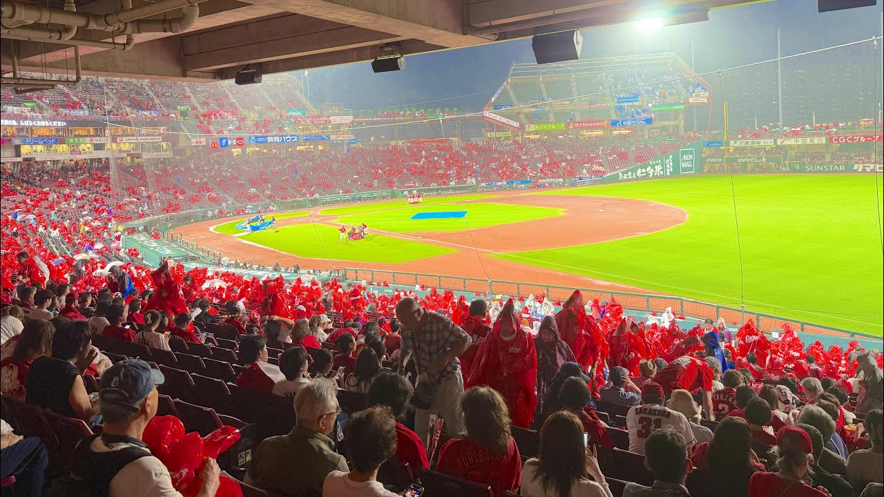 ｵﾘﾊﾞｰなｶｰﾌﾟ観戦🐶⚾️☔️始球式はｵﾀﾞｷﾞﾘｼﾞｮｰさん#カープしか勝たん#広島東洋カープ⚾️