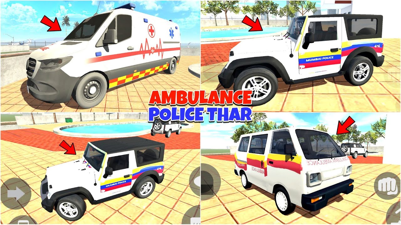 AMBULANCE + POLICE THAR CHEAT CODE 🤑 in Indian Bike Driving 3d | Indian Bike Driving 3d New Update