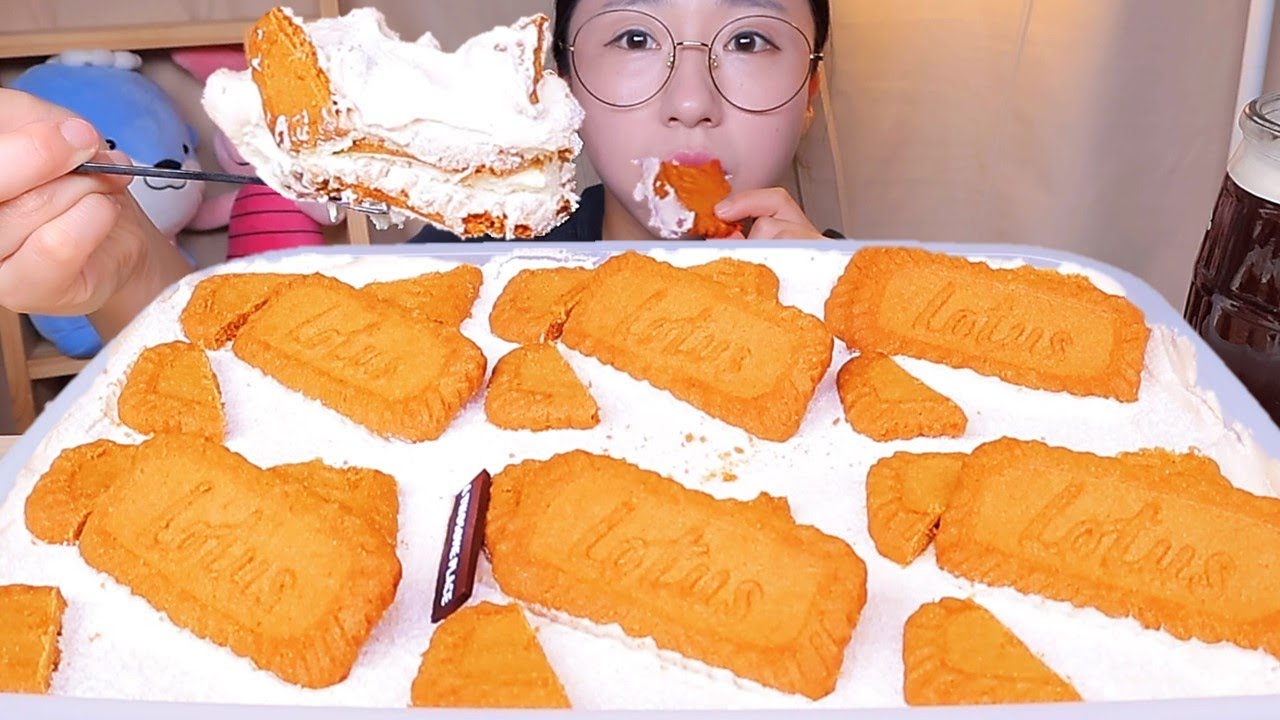 로투스 파티팩🧡 떠먹는 로투스 비스코프 아이스박스 케이크 투썸 디저트 먹방 Dessert Mukbang