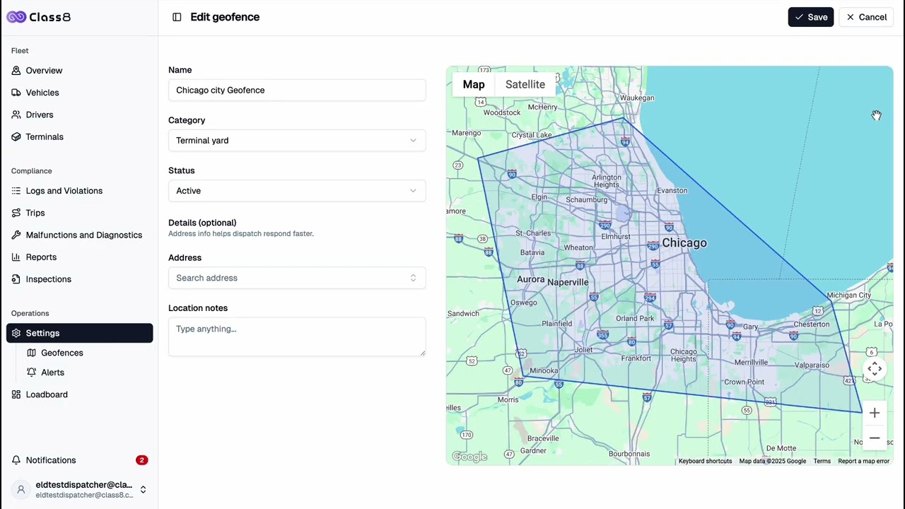 ELD | Dispatcher App | View, Create & Manage Geofences, Alerts and Notifications