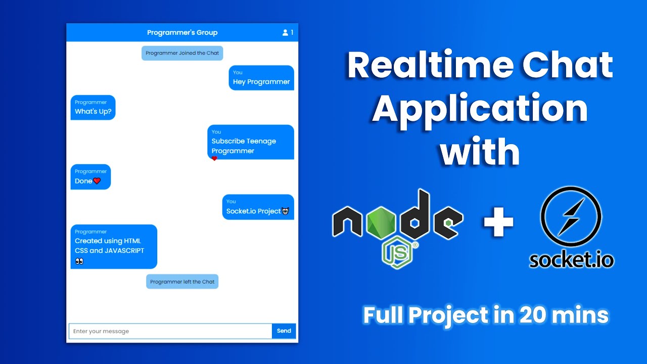 Realtime Chat Application with Node JS and Socket.io | Chat App | Html, CSS and Javascript