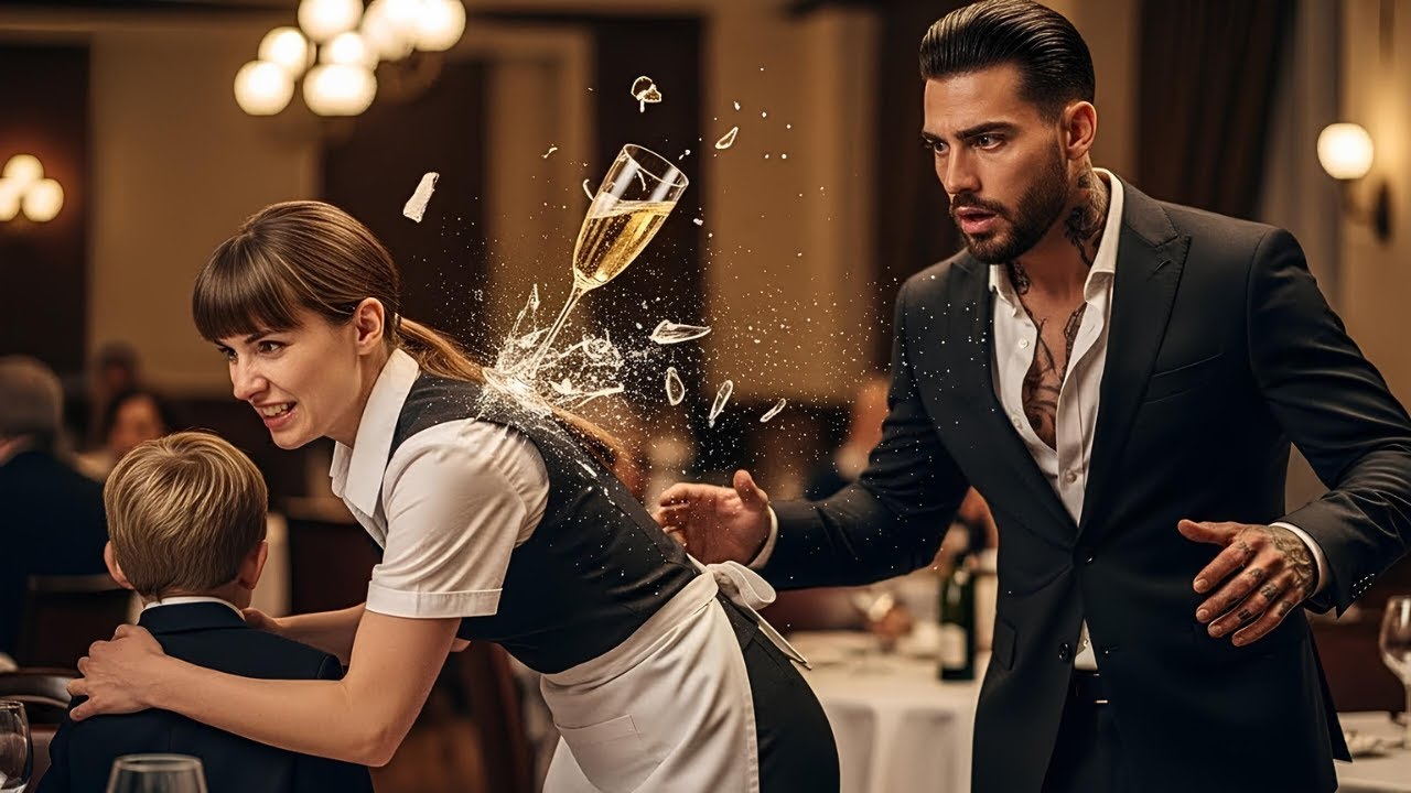 Arme Kellnerin wirft sich über den Sohn des Mafiabosses — das Glas zerschellt auf ihrem Rücken