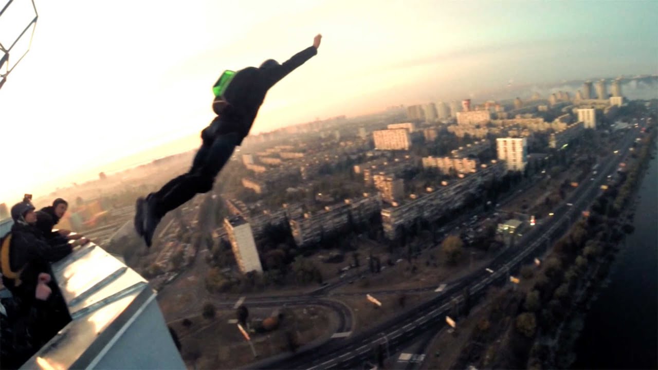 Base Jumping On Building In City