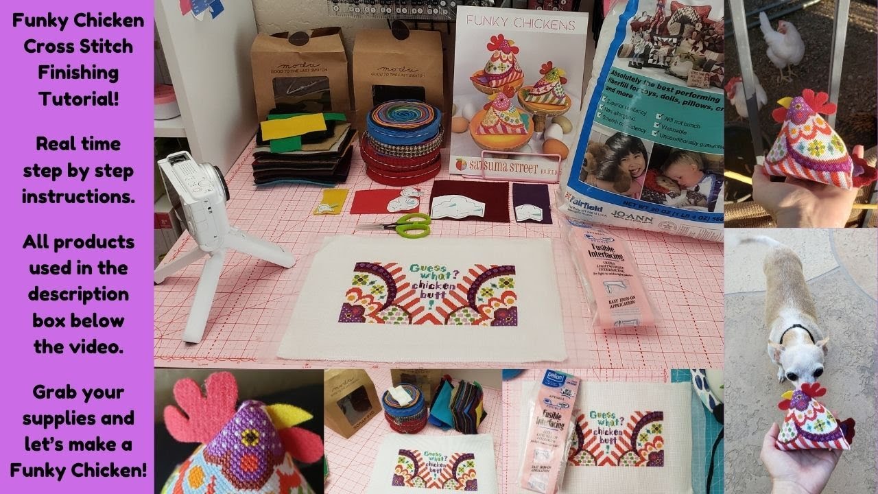 Funky Chicken Cross Stitch Finishing! Step by step FFO your Funky Chicken (or Groovy Chicks) stitch!