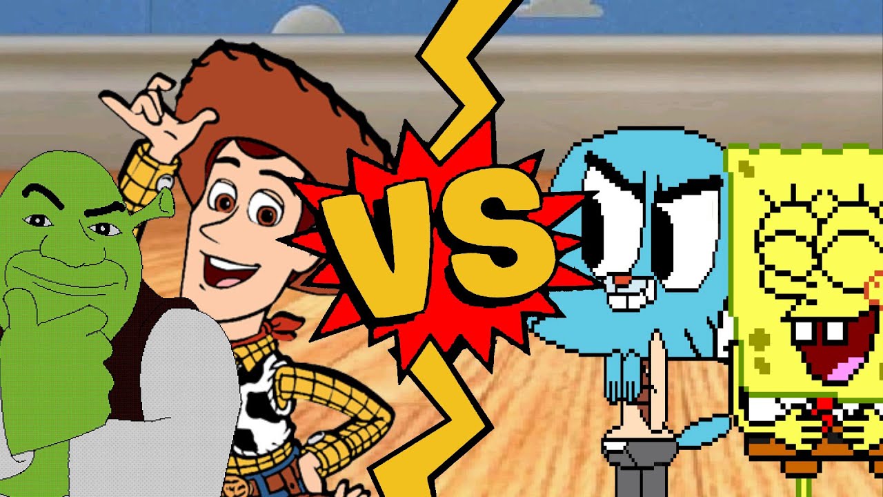 M.U.G.E.N Battles | Woody/Shrek vs SpongeBob/Gumball