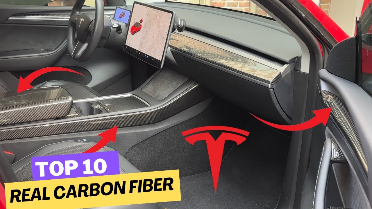 TOP 10 REAL Carbon Fiber Internal Accessories For Tesla Model 3/Y #teslamodely