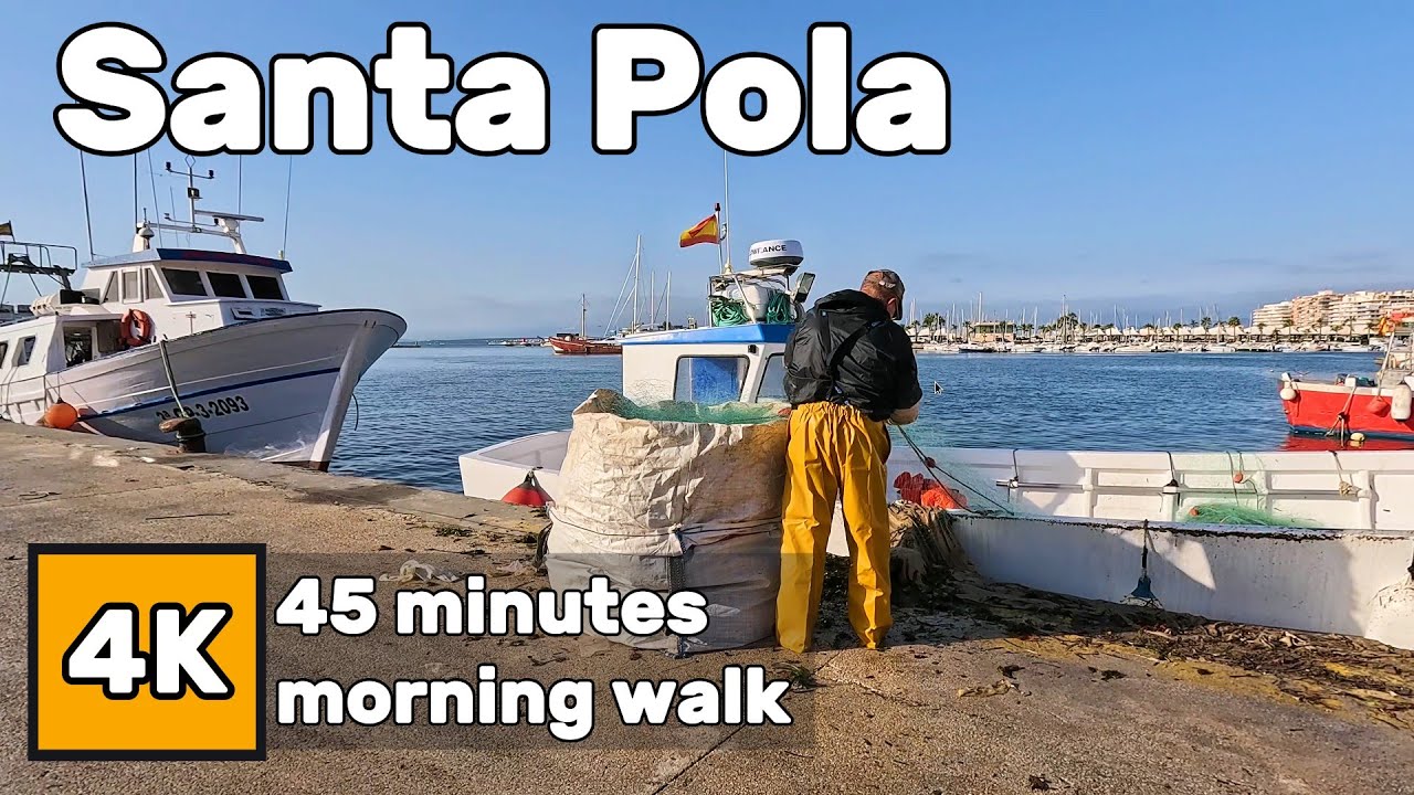 Santa Pola Fishing Harbor | Green Lighthouse & Fresh Catch | Port Morning Walk 4K