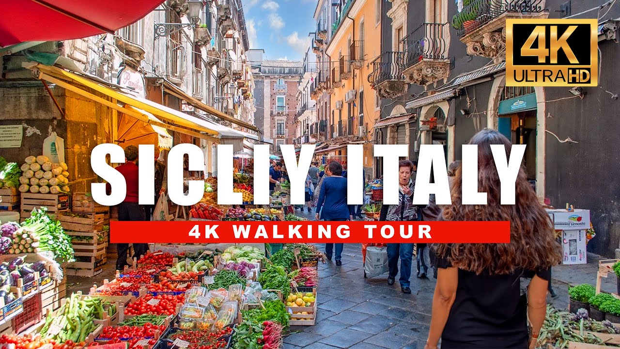 🇮🇹 4K Sicily, Italy Walking Tour - Catania's Historical Fish Market and Piazza | 4K 60fps HDR