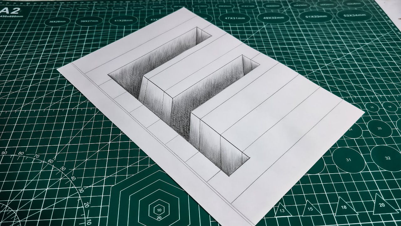 Insane 3D Letter 'F' Deep Hole Optical Illusion on Paper