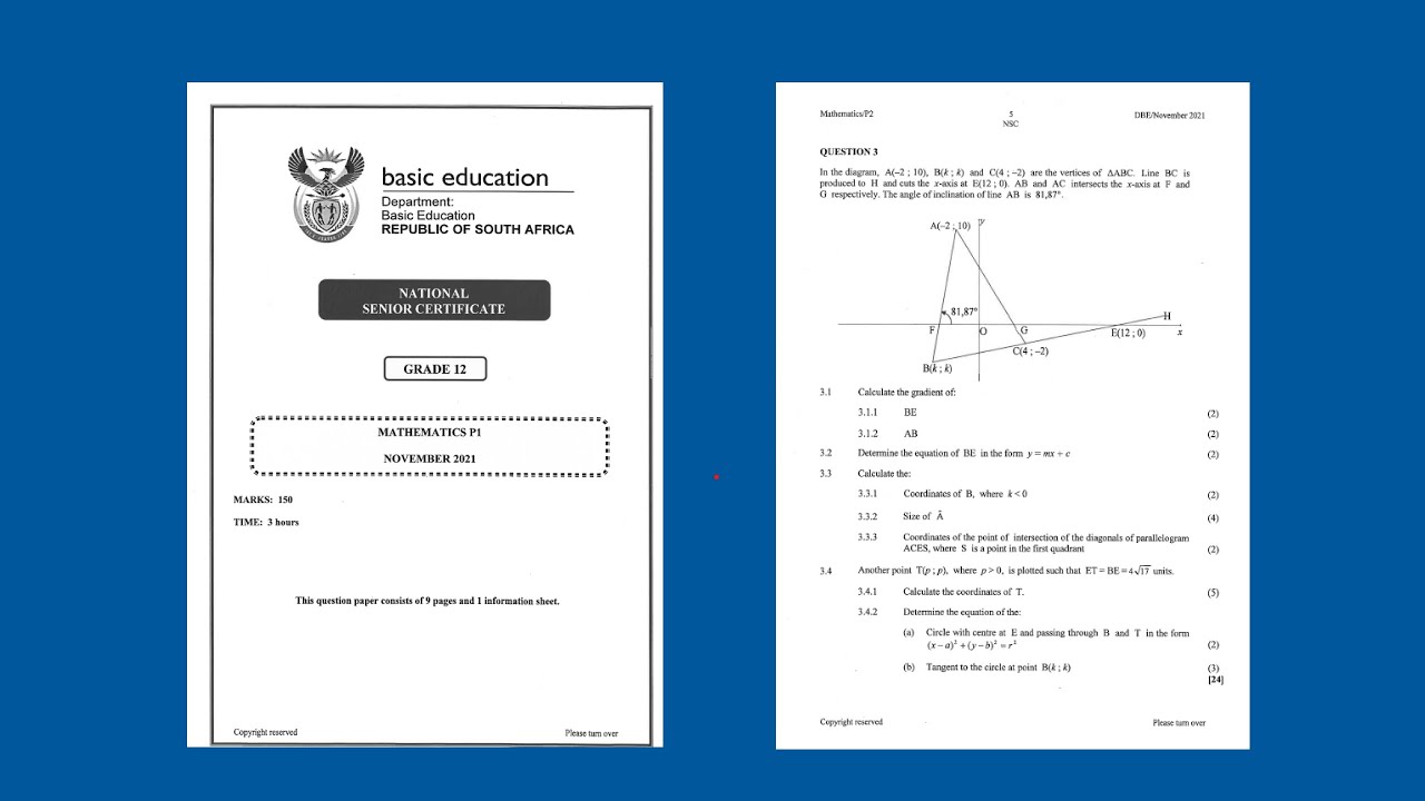 Analytical Geometry Grade 12 Mathematics Past Exam November 2021 Memo
