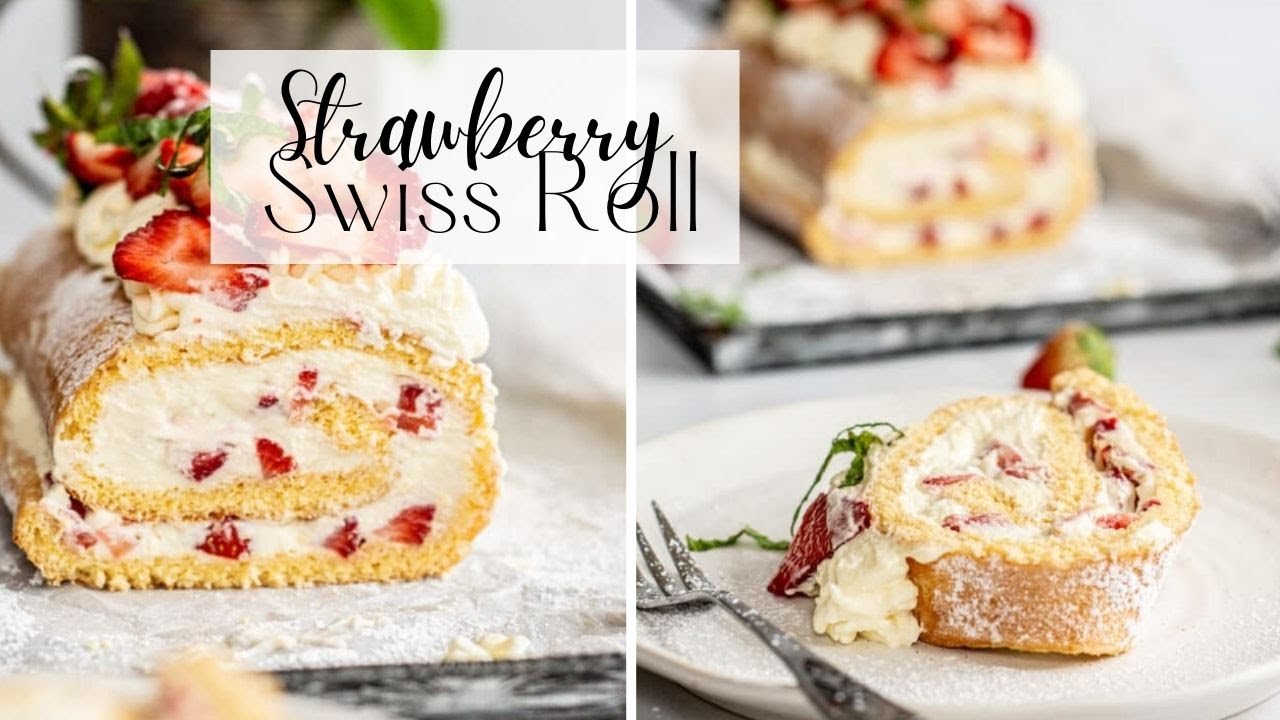 Strawberry Swiss Roll with Mascarpone Cream