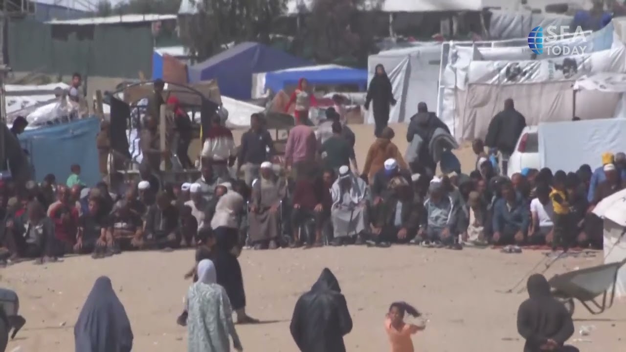 Displaced Palestinians Perform Friday Prayers Among Tents