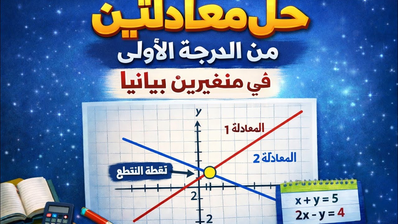حل معادلتين من الدرجة الاولى فى متغيرين بيانيا الصف الثالث الاعدادي 