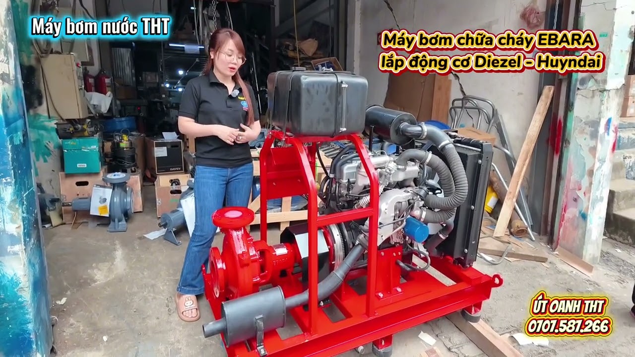 Máy bơm chữa cháy EBARA nhập khẩu lắp cùng động cơ diezel Huyndai chính hãng có kiểm định PCCC