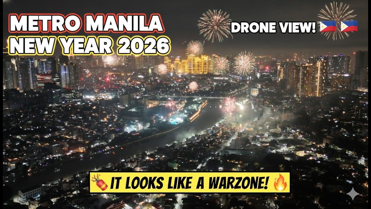 Metro Manila NEW YEAR 2026 Fireworks from Above! 🎆🇵🇭 (4K Drone)