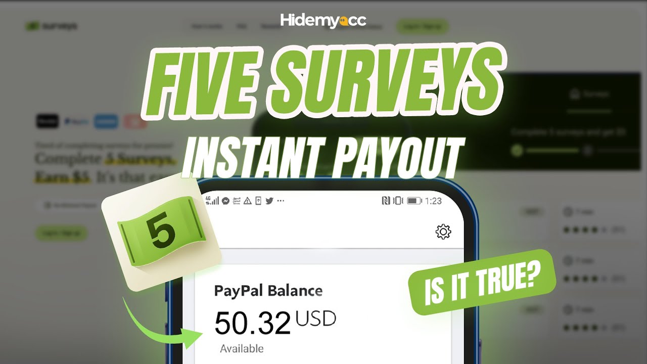 Five Surveys Review - Get Paid $1 For Every Survey You Take!