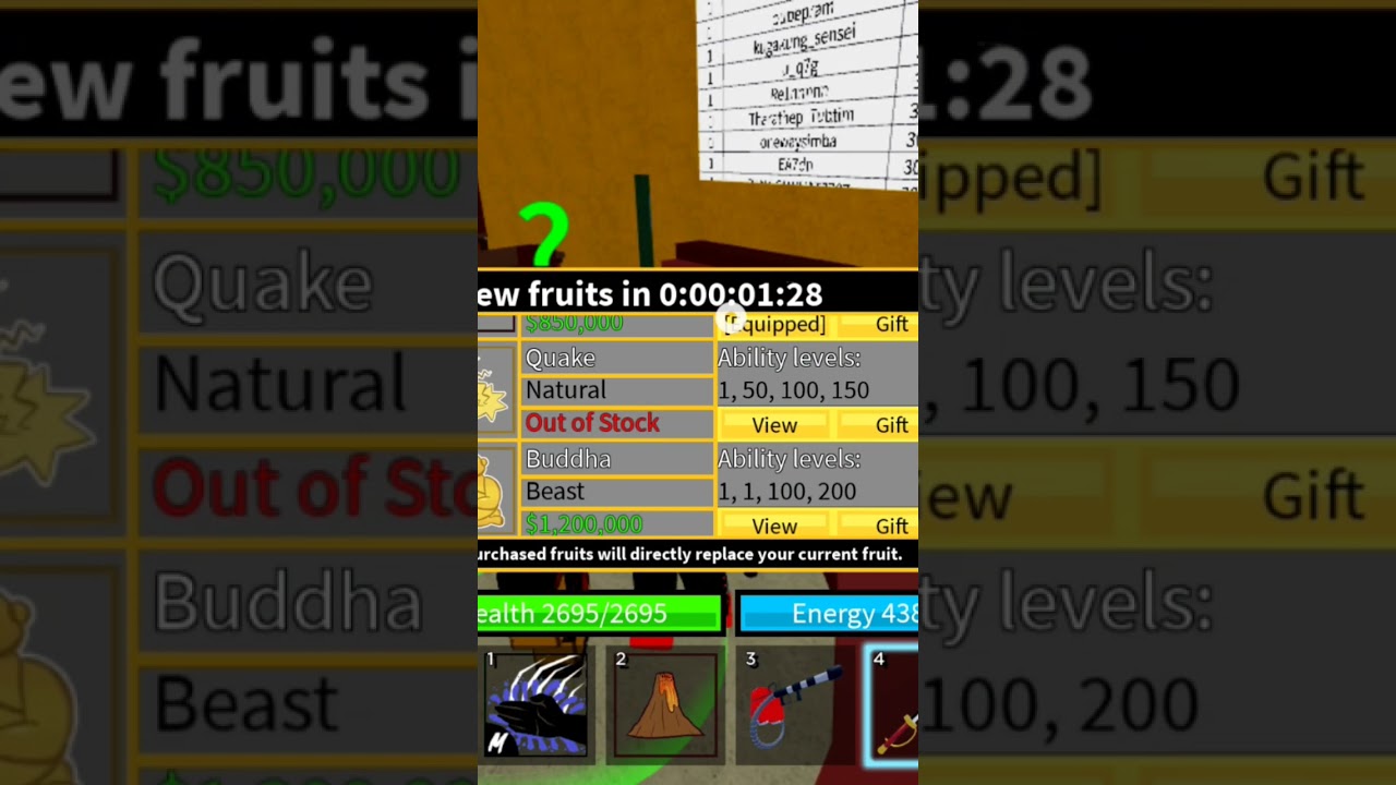 When The Most Wanted Fruit In blox fruits wa skn stock! 