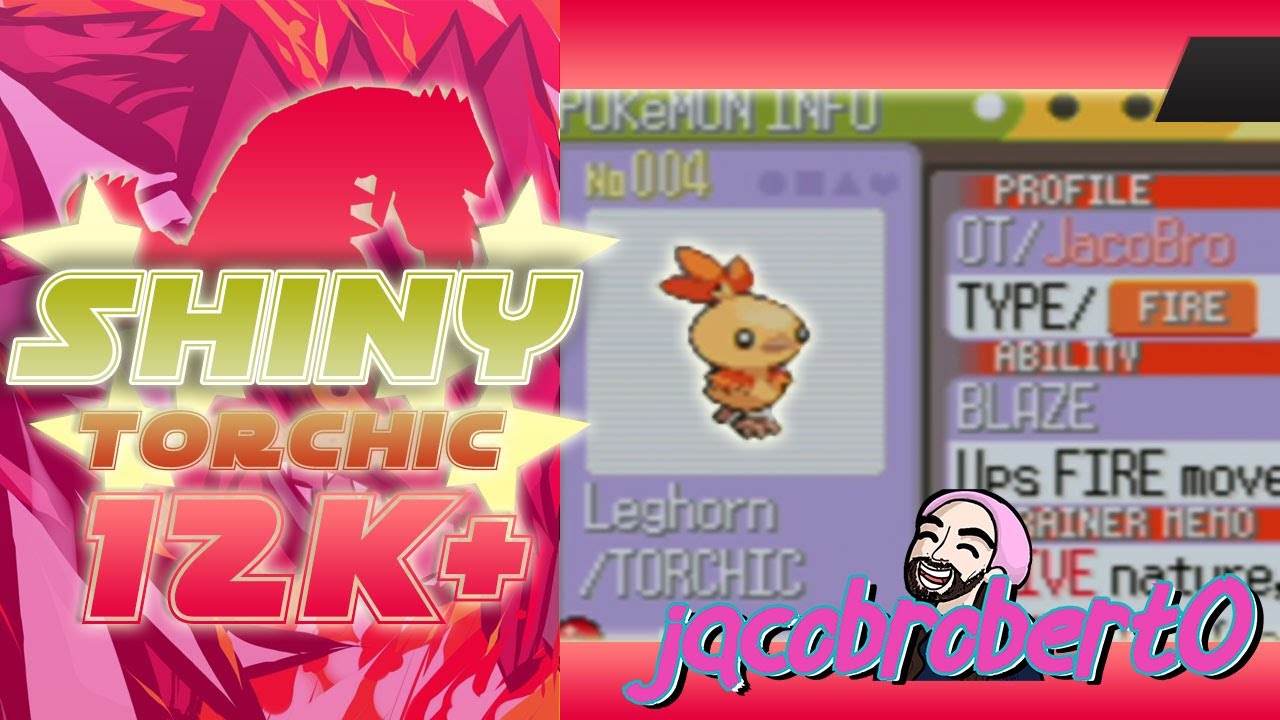 Shiny Starter Torchic in Pokemon Ruby after 12,135 SR with NO Pooch